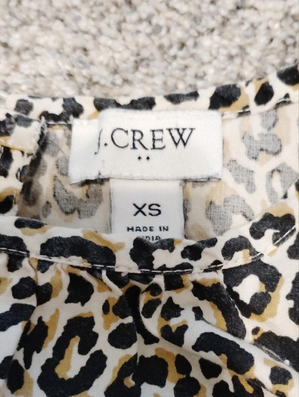 J. Crew Leopard Print Puff-Sleeve Blouse - Black and Cream